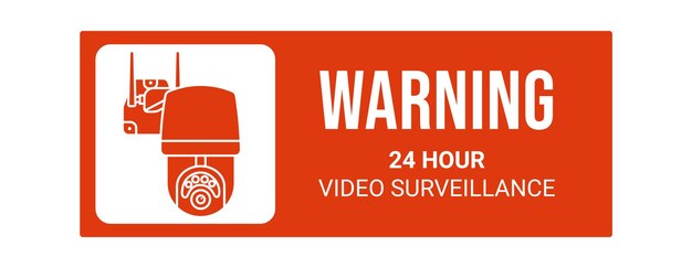 Vector video surveillance rectangular flat sticker