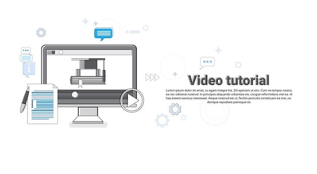 ビデオチュートリアルエディタの概念現代技術Webバナーのベクトル図