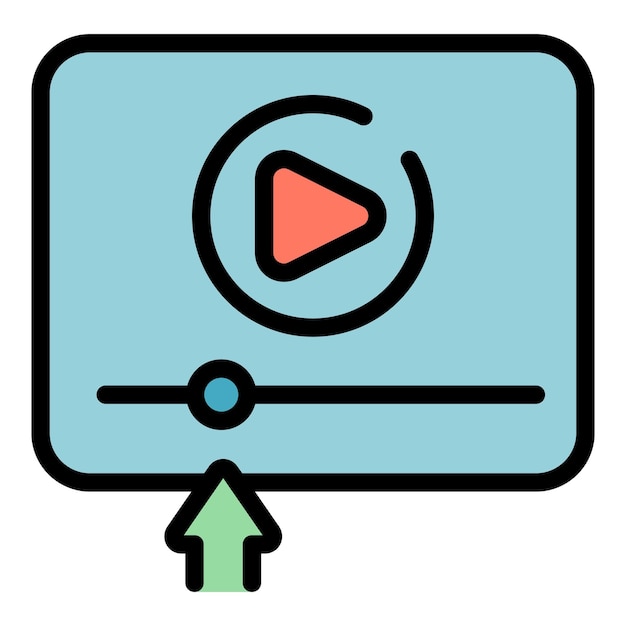 Vector video tutorial icon outline vector webinar conference online presentation color flat