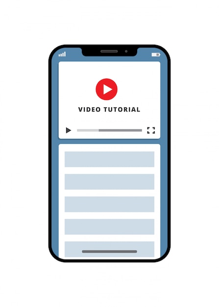 Vettore tutorial video modello di businessconcept di formazione online per app mobile