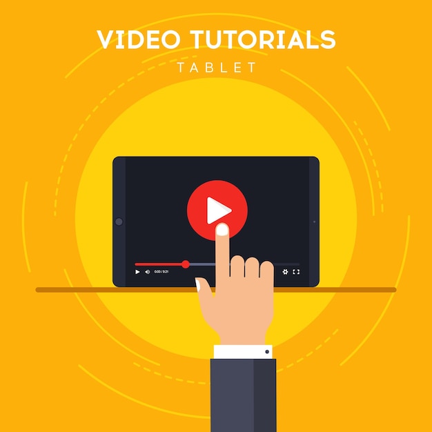 Video tutorial on tablet vector illustration