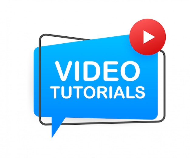 Video tutorials icon concept. Study and learning background, distance education and knowledge growth. Video conference and webinar icon, internet and video services. illustration.