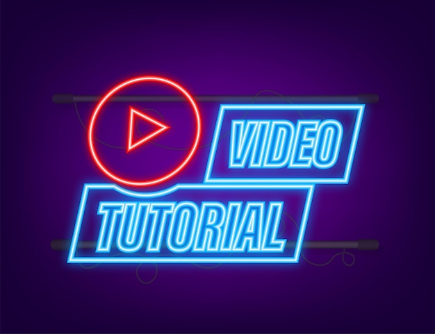 Video tutorials neon icoon Studie en leren achtergrond afstandsonderwijs