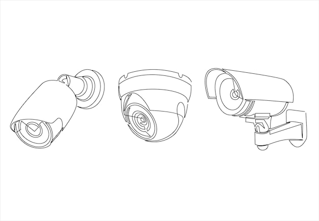 Videobewaking cctv camera grafische set van geïsoleerde vectorillustraties