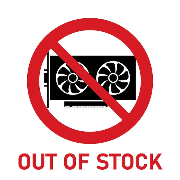 Videocard out of stock simple icon of gpu videocard during the growth of bitcoin flat style