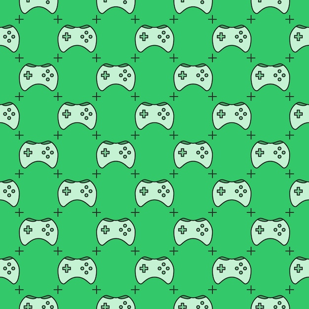 Videogame Controller vector Draadloze Console Joypad groen naadloos patroon