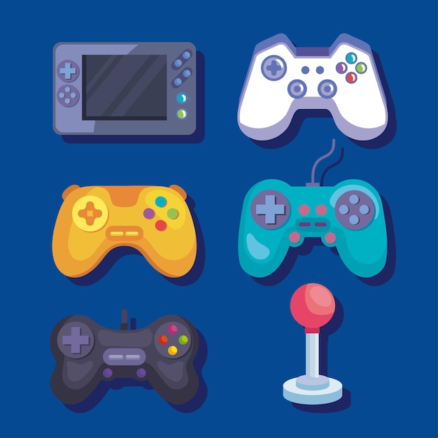 Vector videogame controls icon group