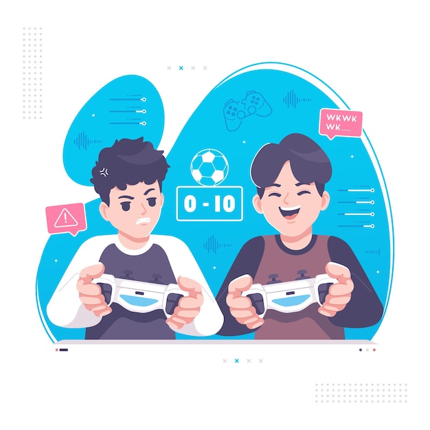 videogame spelen met vriendenillustratie