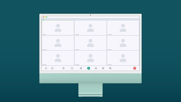 Videogesprek-chat-app Mockup-venster voor videogesprekken Vectorillustratie UI UX KIT en web-app Oproepschermsjabloon Standaardscherm voor oproepen en videocommunicatie op pc Vectorillustratie