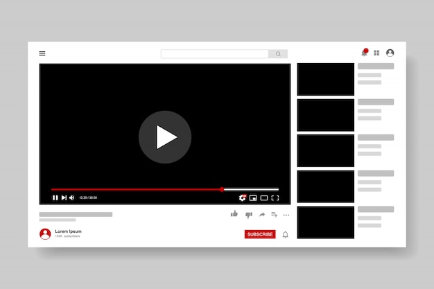 Videospeler sjabloonontwerp. Mockup live stream-venster, speler. Sociale media concept.