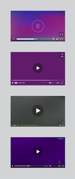 Vector videospelervenster met menu en knoppenpaneel vectorset verzameling gebruikersinterface