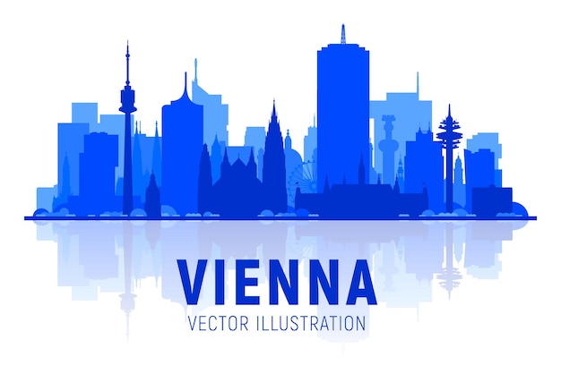 Vienna  austria  skyline silhouette with panorama in white background vector illustration business travel and tourism concept with modern buildings image for presentation banner web site