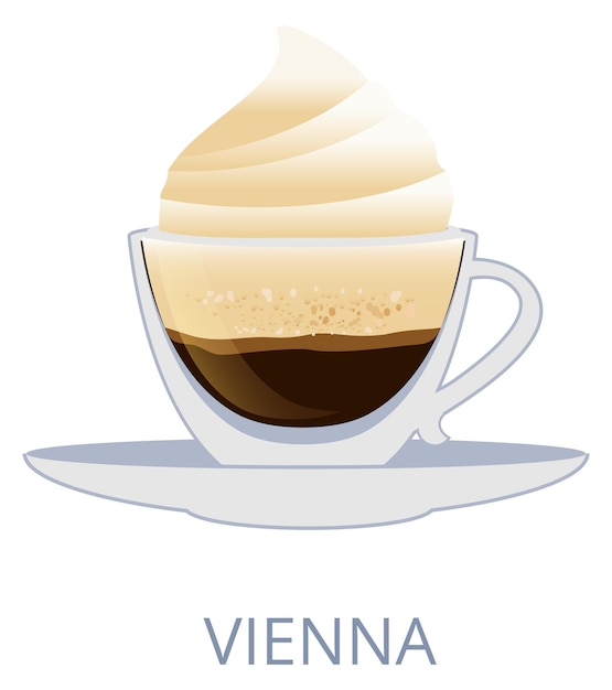 Tazza da caffè vienna dolce bevanda calda con panna montata