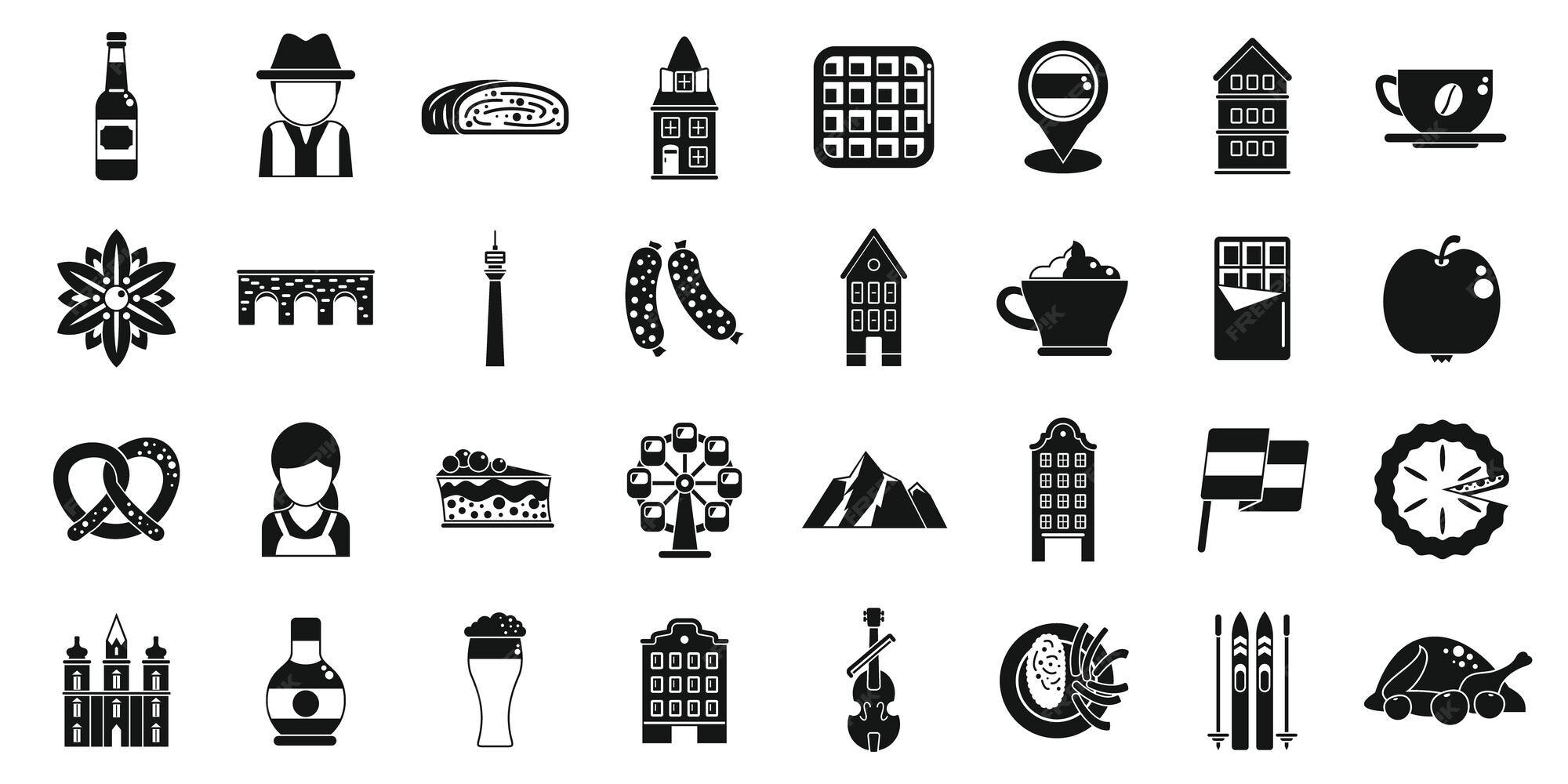 Premium Vector Vienna icons set simple vector austria architecture