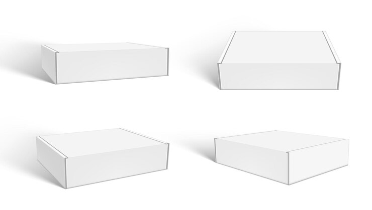 Vector vier 3d gesloten lege verpakkingsharden dozen