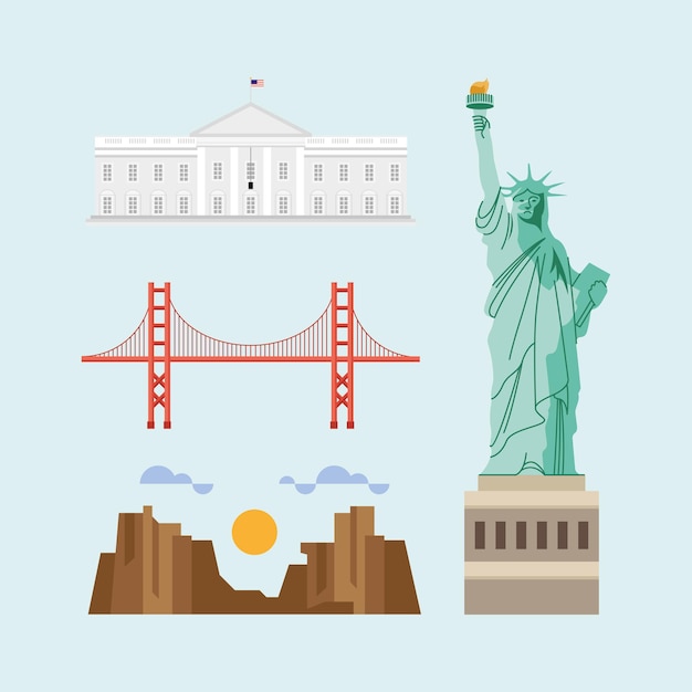 Vier Amerikaanse monumentenoriëntatiepunten