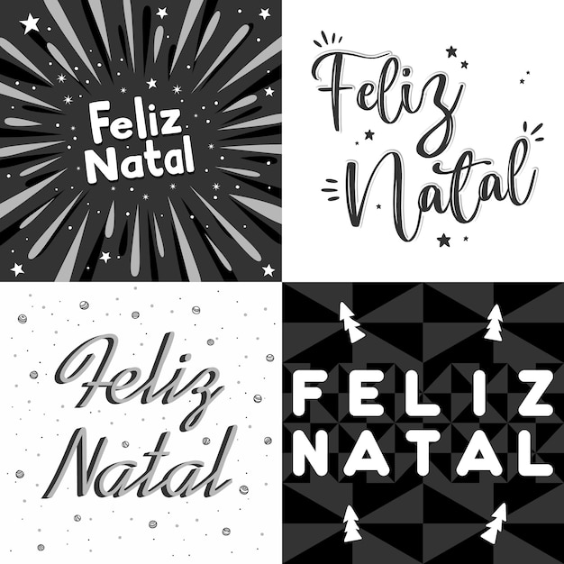 Vector vier braziliaans portugees vrolijk kerstfeest vectorvertaling vrolijk kerstfeest