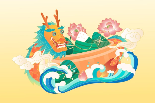 Vector vier de chinese dragon boat festival illustratie