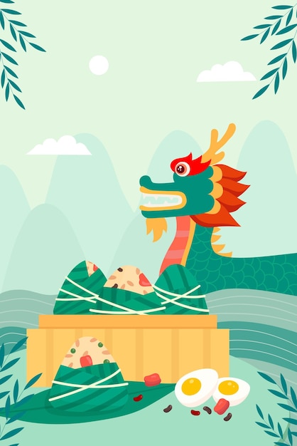 Vector vier de chinese dragon boat festival illustratie