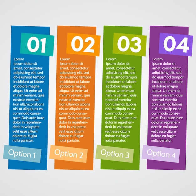 Vier elementen van infographic ontwerp. Stap voor stap infographic ontwerpsjabloon. vector illustratie