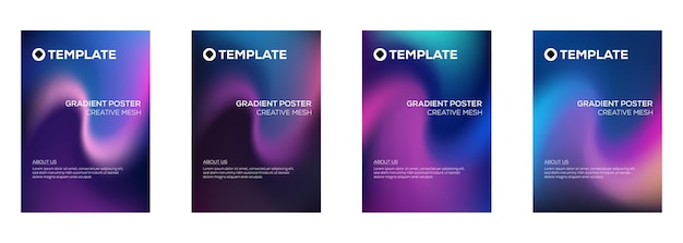 Vier Gradiënt Poster Templates Creatief Mesh Design
