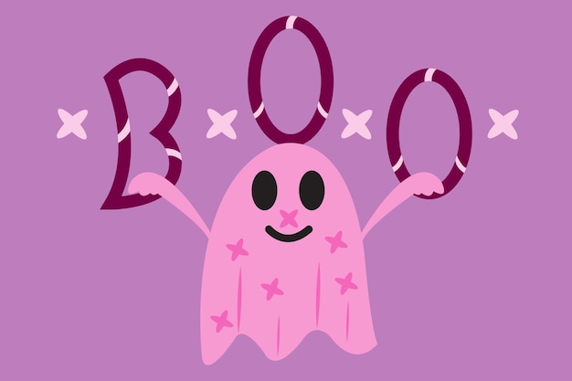 vier halloween met roze spookboo