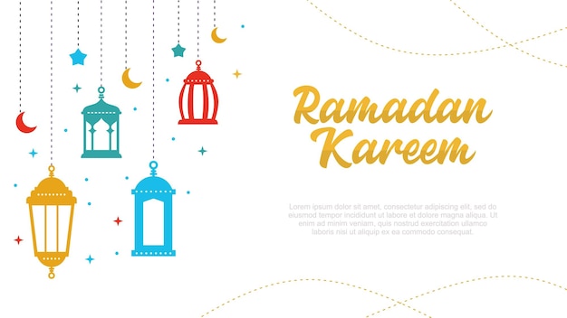 Vier hangende lantaarns en islamitische ornamenten geïsoleerd op een witte achtergrond voor ramadan kareem concept