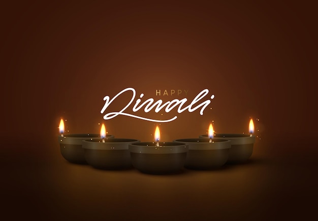 Vier het Diwali-lichtfestival. Vakantie achtergrond Hindoe Diwali of Deepavali. realistisch 3D-ontwerp. vectorillustratie