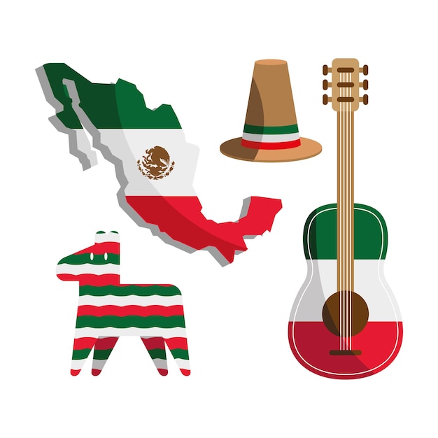 Vier iconen van de mexicaanse cultuur