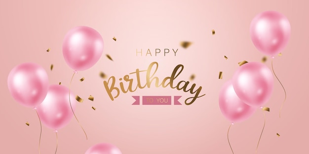 Vier je verjaardag op de achtergrond met prachtige ballonnen vector illustratie