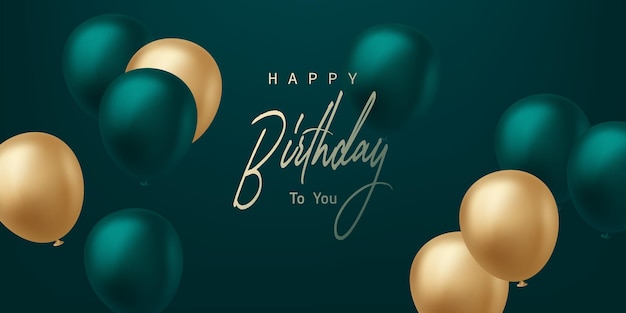Vier je verjaardag op de achtergrond met prachtige groene ballonnen vector illustratie