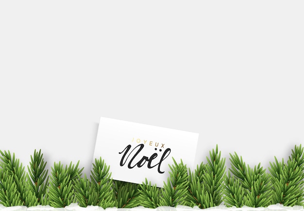 Vier kerst groene dennentakken, spandoek, poster. Dennen- en dennentakken, frame witte achtergrond met plaats voor tekst, vectorillustratie