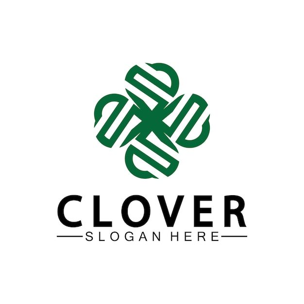 Vier Leaf Clover Sier Logo Template Illustratie Ontwerp