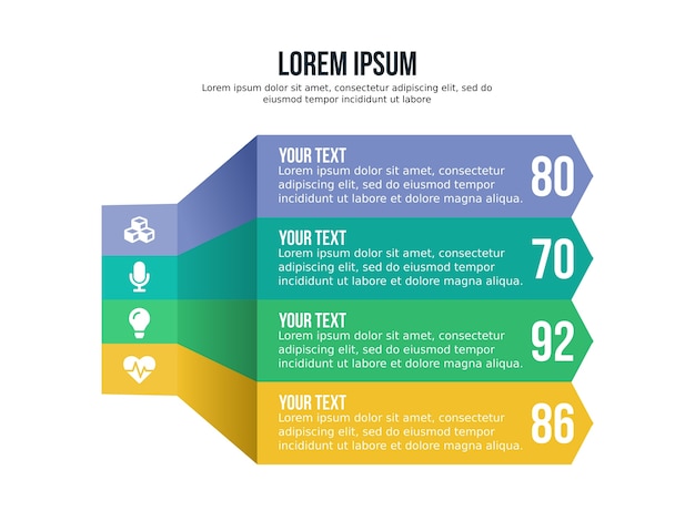 vier lijst infographic element en presentatiesjabloon