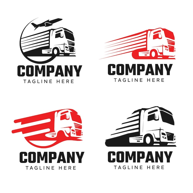 Vector vier logo's voor een bedrijf, waaronder een vrachtwagen en een logo.