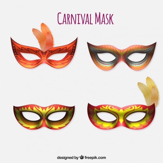 Vector vier maskers van carnaval