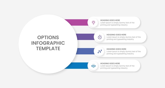 Vier opties cirkel Infographic sjabloonontwerp