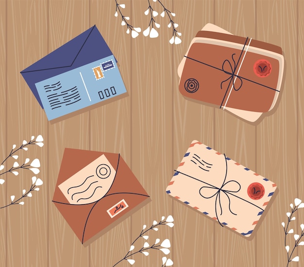 Vier pictogrammen voor postdiensten