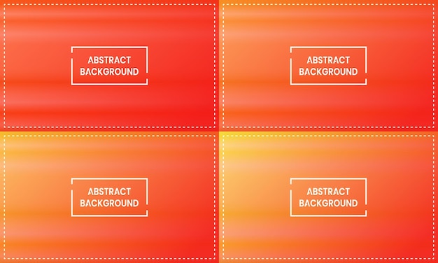 vier sets van geeloranje en rode horizontale achtergrond met kleurovergang glanzend eenvoudig modern en kleur