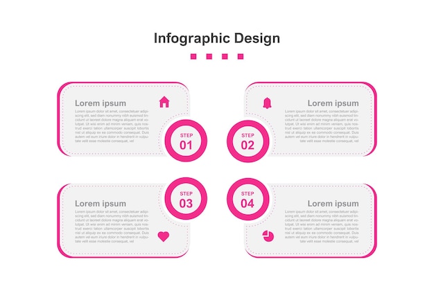 Vier stappen abstracte zakelijke infographic sjabloon