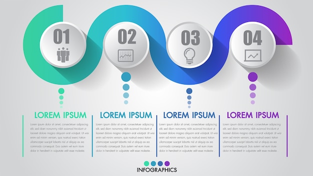 Vector vier stappen bedrijfsinfographics