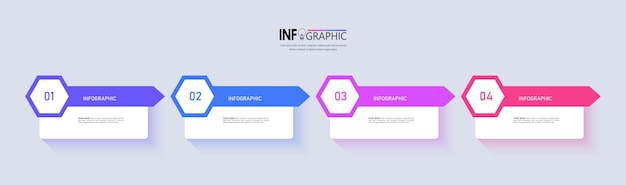 Vier stappen bedrijfsinfographicsmalplaatje