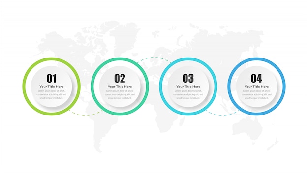 Vier stappen Infographic Element bedrijfsstrategie met nummer