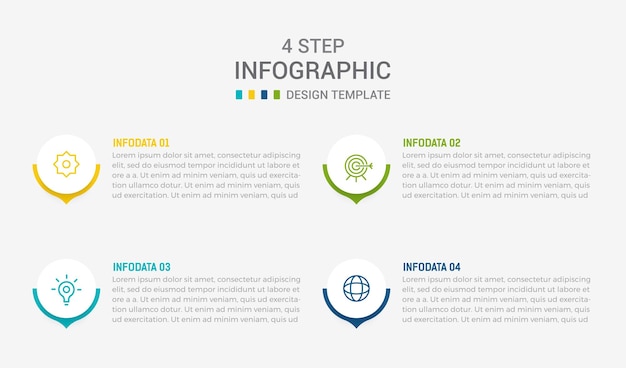 Vier stappen Infographic element ontwerp Vector sjabloon voor presentatie proces diagram en presentaties stap workflow lay-out banner flowchart info grafische vector illustratie