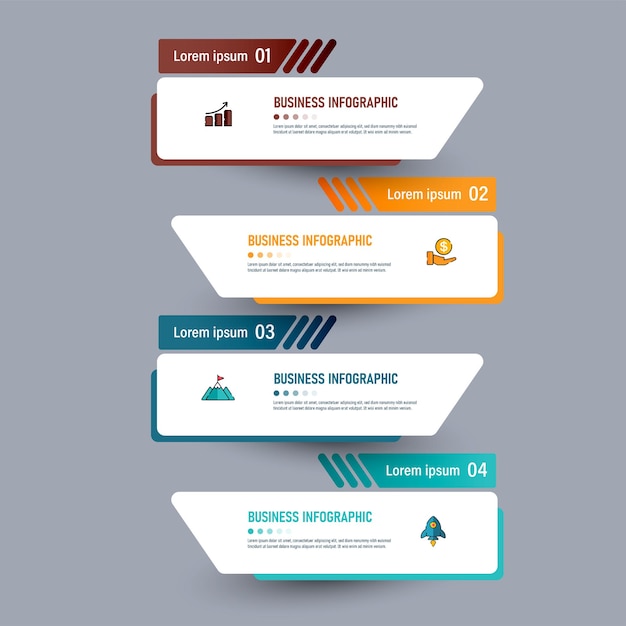 Vier stappen Infographics bannerontwerp