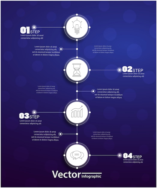 Vier stappen infographics met cirkels