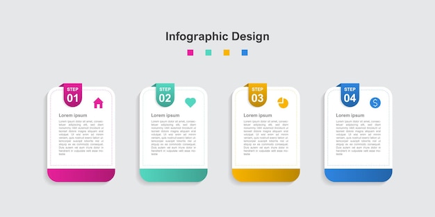 Vier stappen Kleurrijke abstracte zakelijke infographic sjabloon