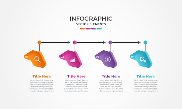 Vier stappen moderne infographic elementen voor uw bedrijf, professionele stappen zakelijke infographic