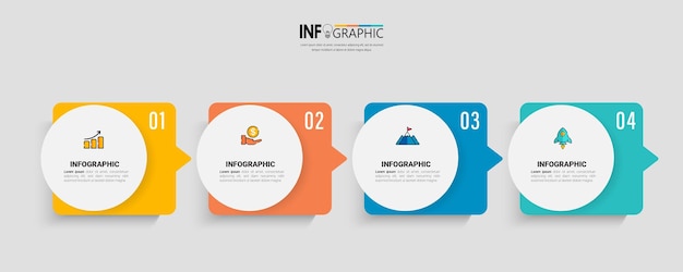 Vier stappen zakelijke infographics sjabloon vector.