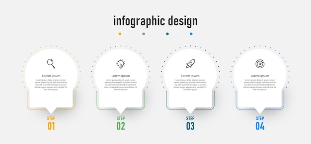 Vier tijdlijn infographics ontwerp Premium Vector